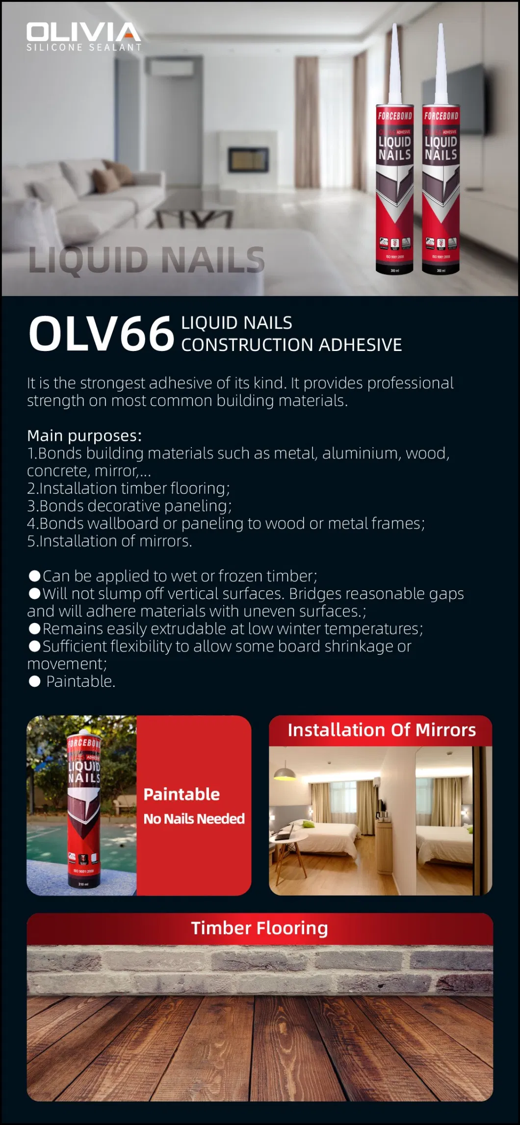 Promotion Anti-UV Silicone Adhesive for Timber Floor